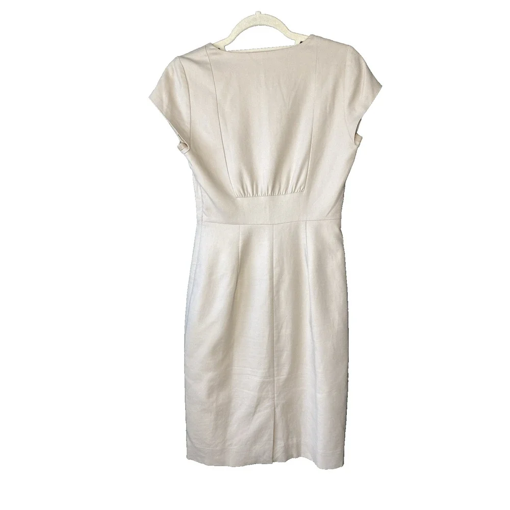 J.CREW Dress Womens 0 Tan Cotton Stretch Cap Sleeve V-Neck Suiting Career Mini